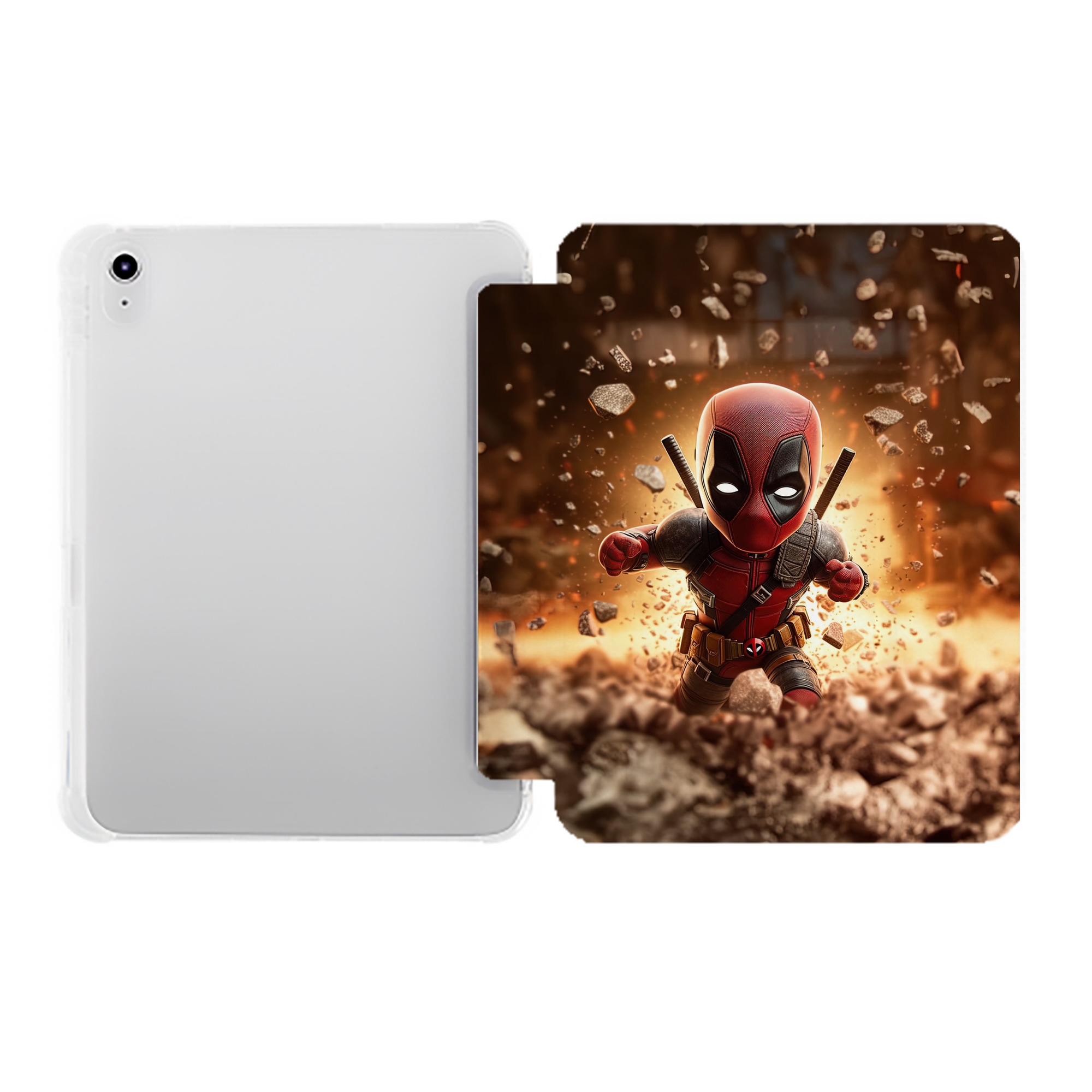（画像用） Deadpool デッドプール IPad ケース ペン収納付き 三つ折りスタンド PUレザー×シリコン 対応機種9.5/10.5/10.9インチ
